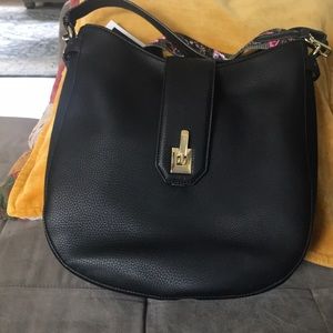 Black Purse with top handle and shoulder strap
